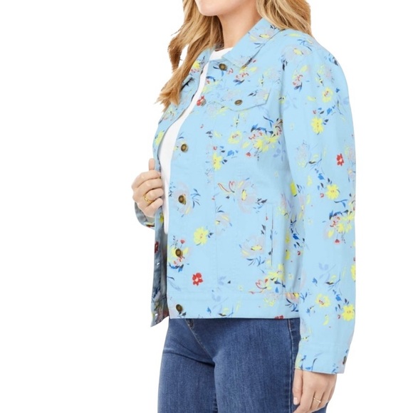 Woman Within Jackets & Blazers - Women Within Floral Denim Jacket Size 22W